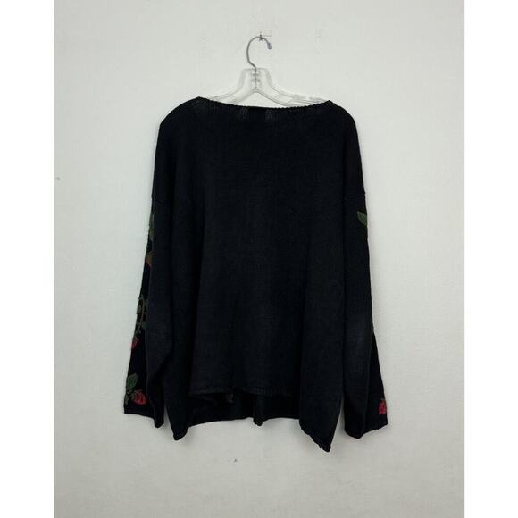 Vintage Jacque and Koko Plus Size 22 24 Floral Embroidered Knit Cardigan Artsy - Picture 2 of 10